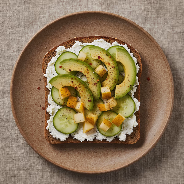 Vollkornbrot mit Quark und Avocado, KI-generiertes Bild