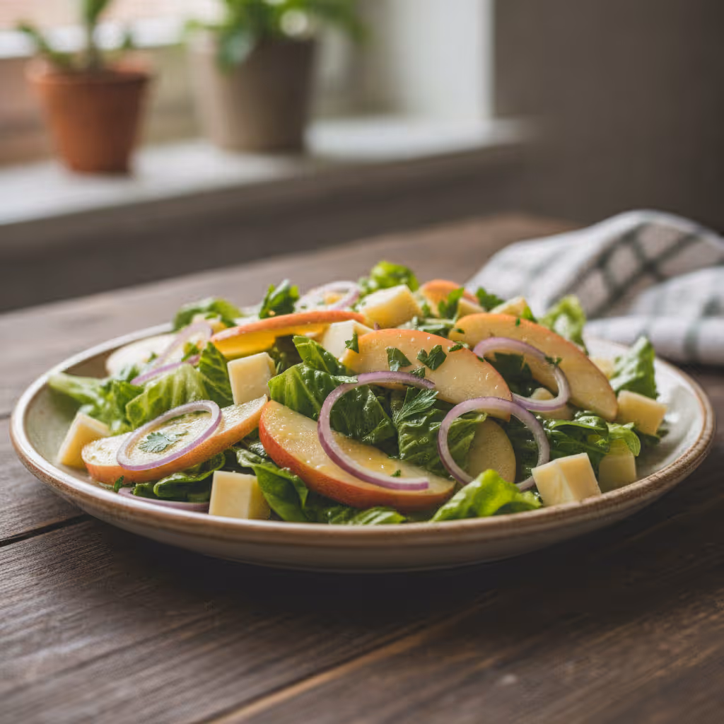Apfel-Käse-Salat, fertig angerichtet