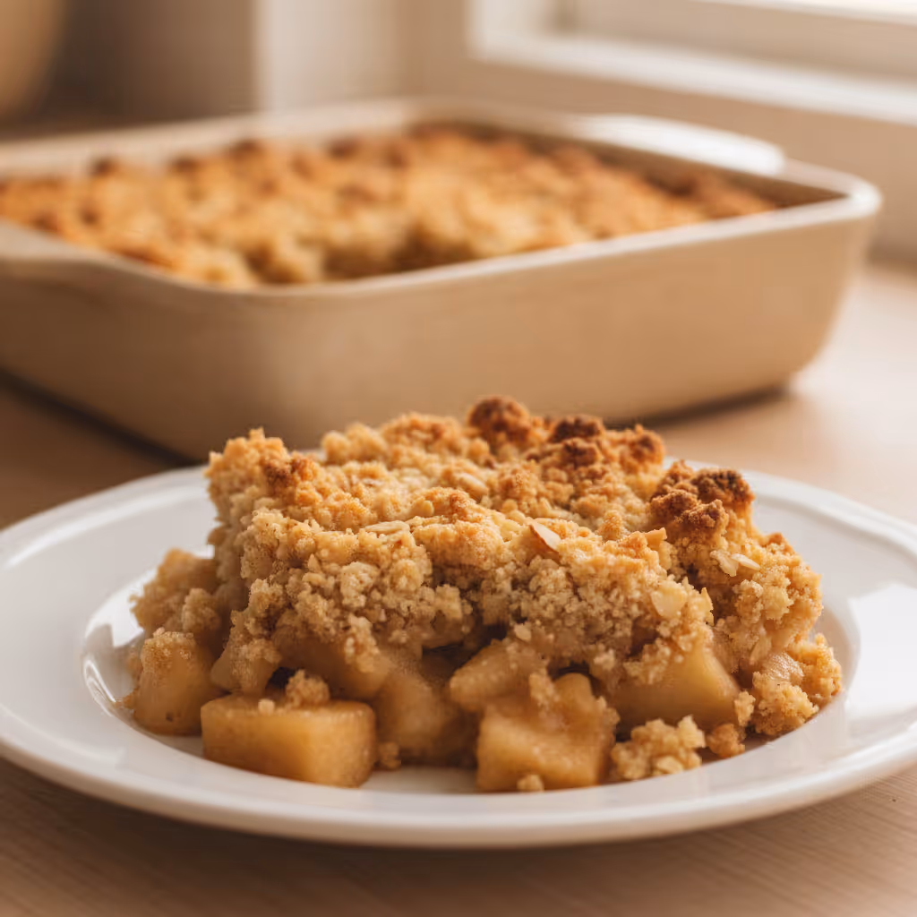 Apfelcrumble, fertig angerichtet