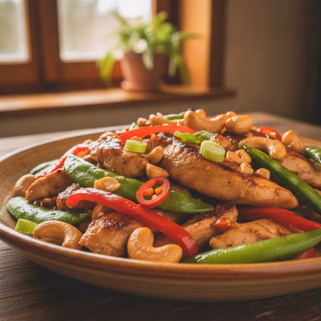 Asiatisches Hähnchenbrustfilet mit Cashewkernen