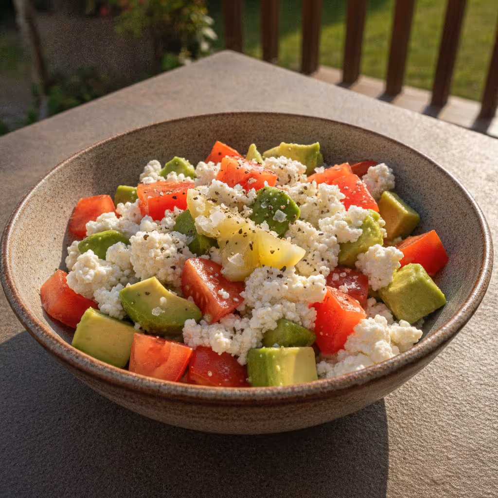 Avocadosalat mit körnigem Frischkäse