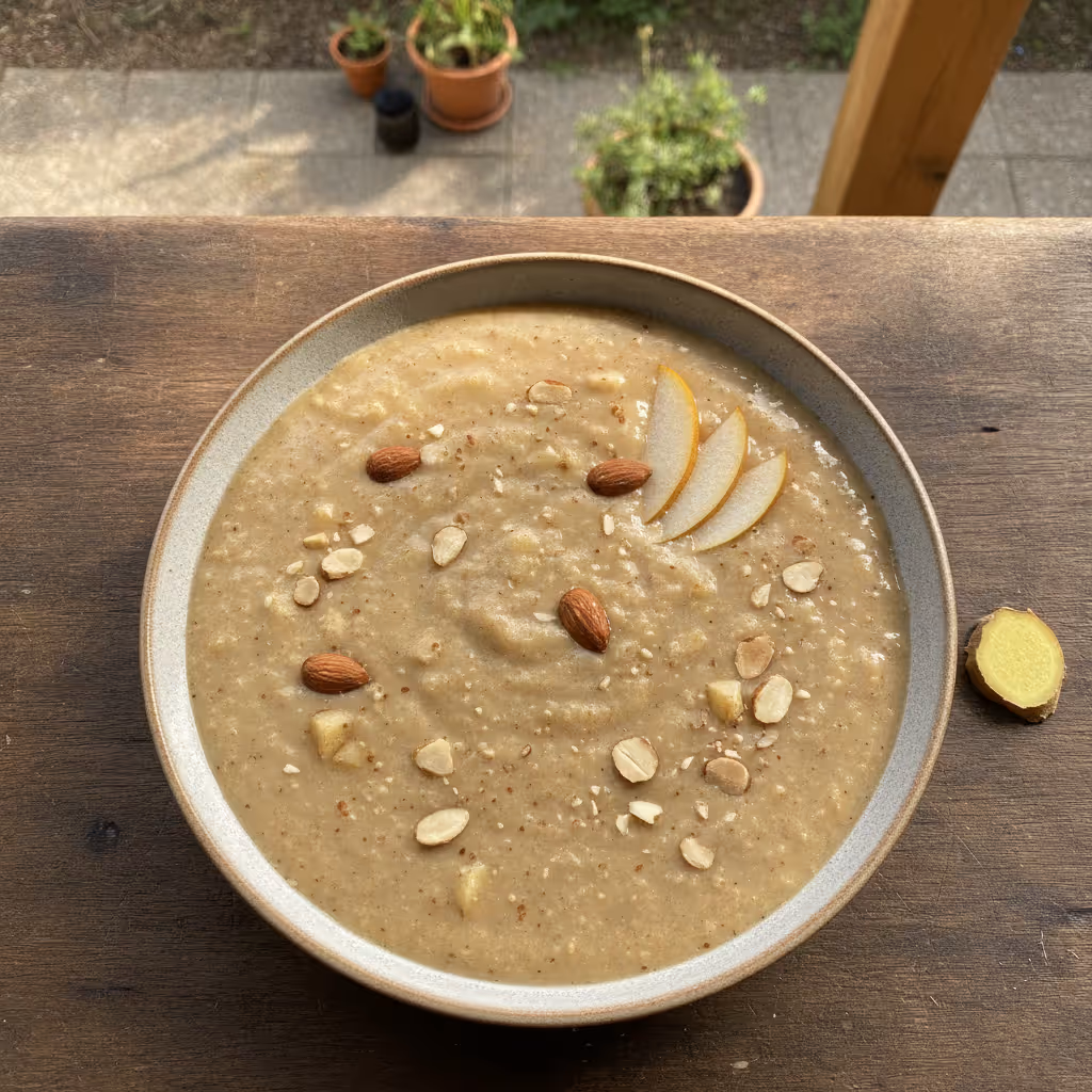 Birnen-Mandel-Smoothie, fertig angerichtet