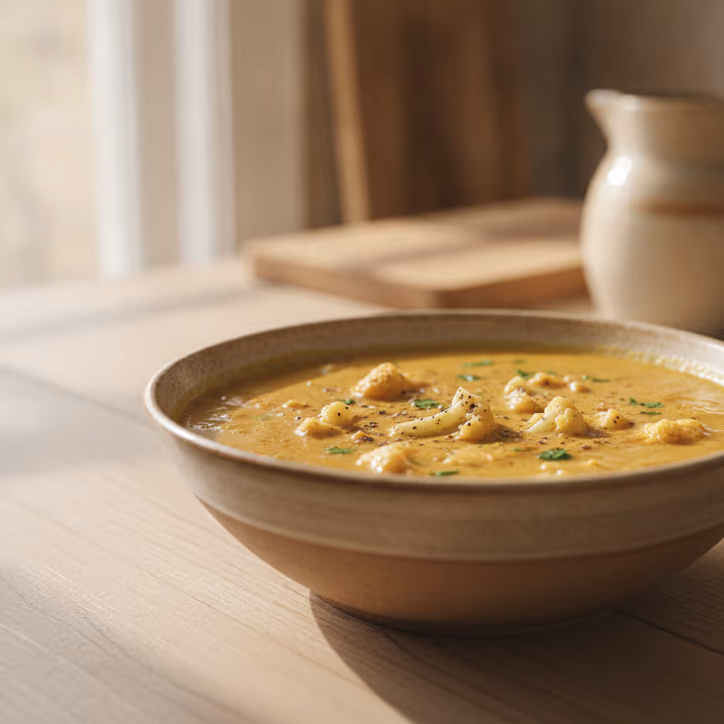 Blumenkohlsuppe, fertig angerichtet