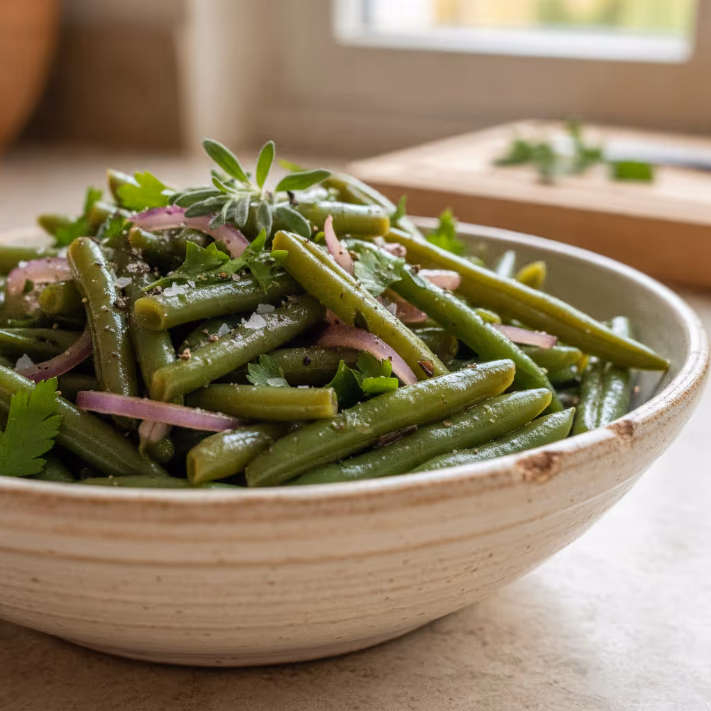 Bohnensalat, fertig angerichtet