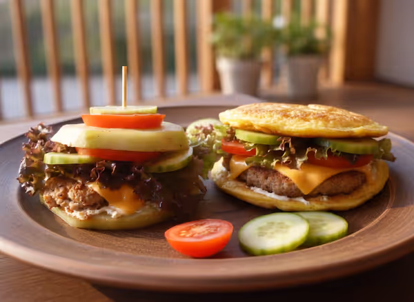 Burger ohne Brot: Kohlrabi-Burger und Omelett-Burger