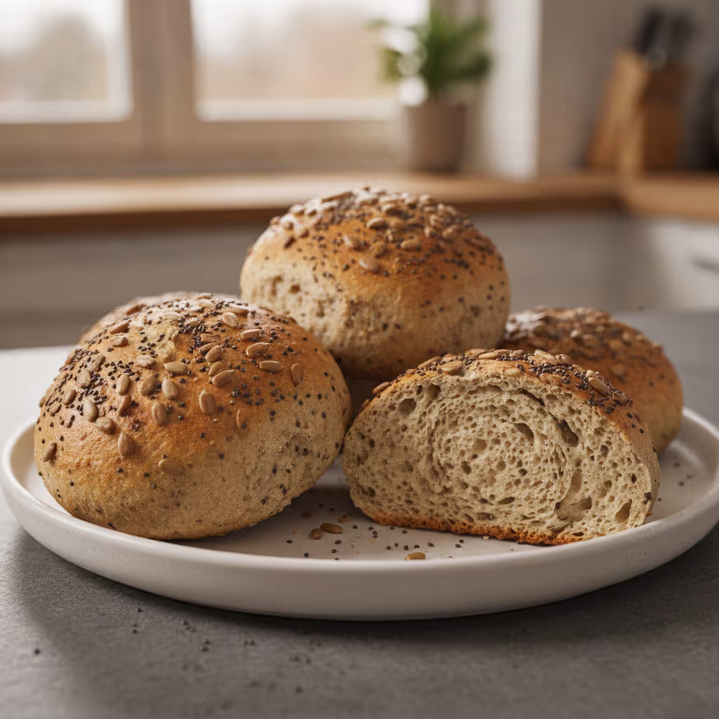 Chia Frühstücksbrötchen, fertig angerichtet