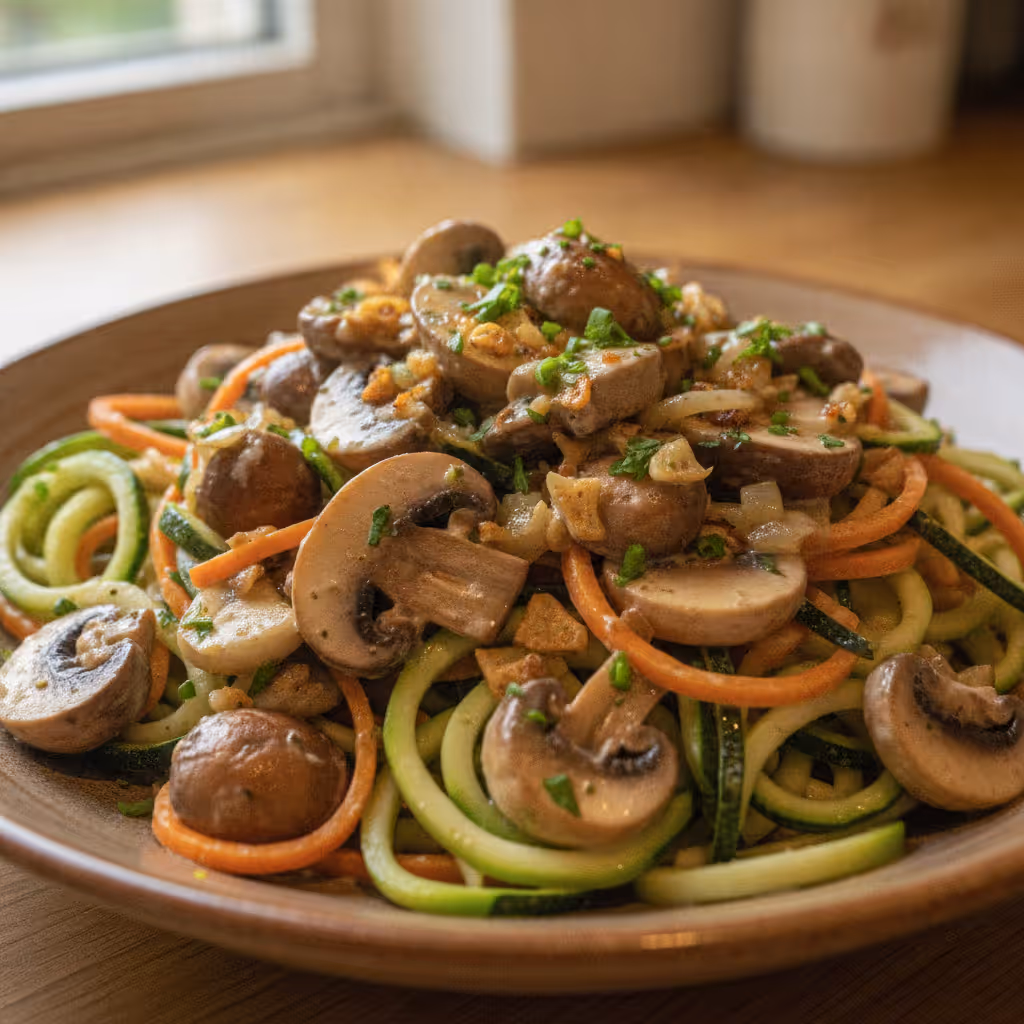 Gemüsenudeln mit Champignon-Sauce