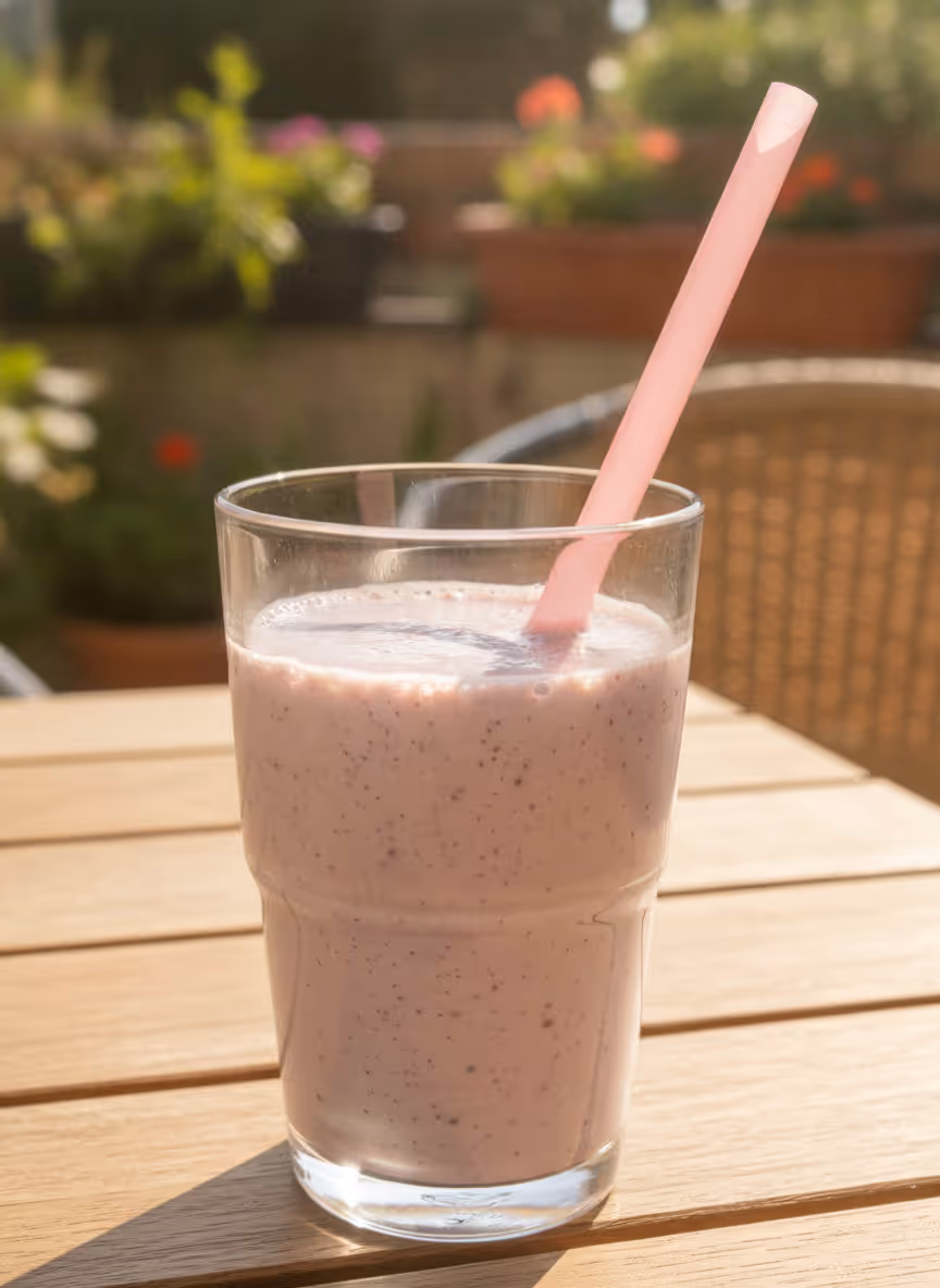 Heidelbeer Milchshake, fertig angerichtet