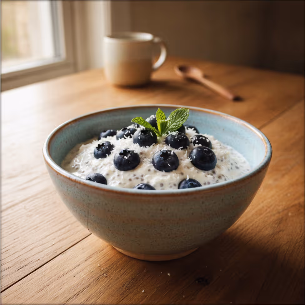 Kokosmilch-Joghurt-Frischkäse-Blaubeer-Dessert