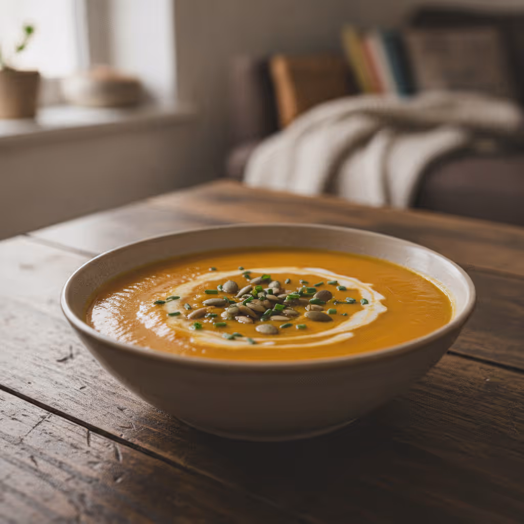 Kürbissuppe, fertig angerichtet