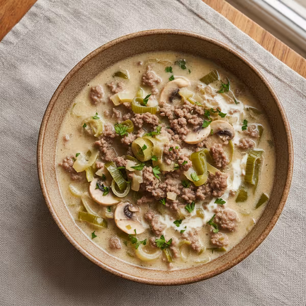 Lauchsuppe mit Hack