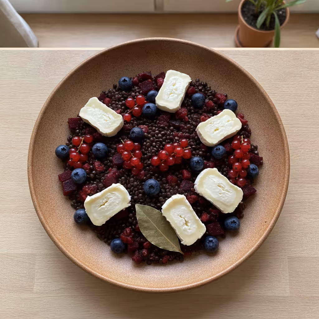 Linsen-Rote-Beete-Salat mit Beeren und Ziegenkäse