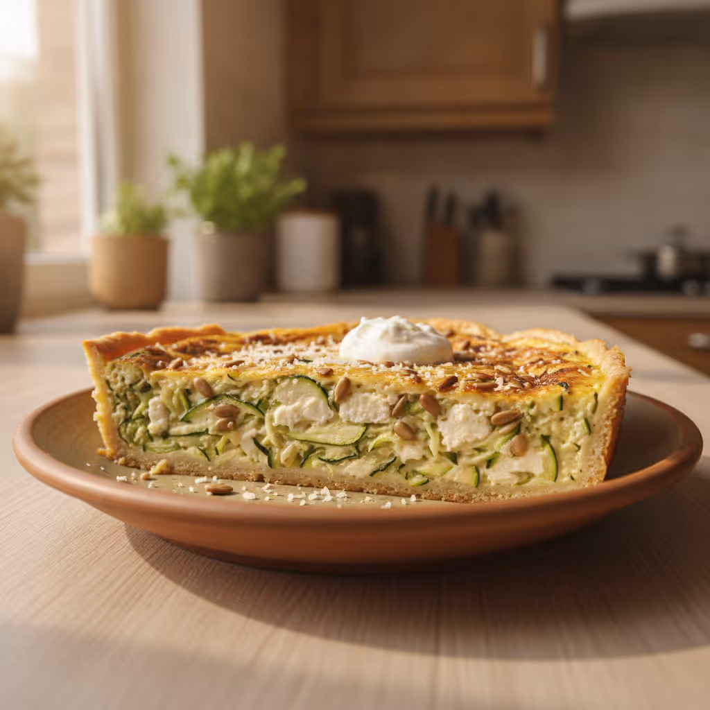 Low Carb Quiche mit Schafskäse und Zucchini