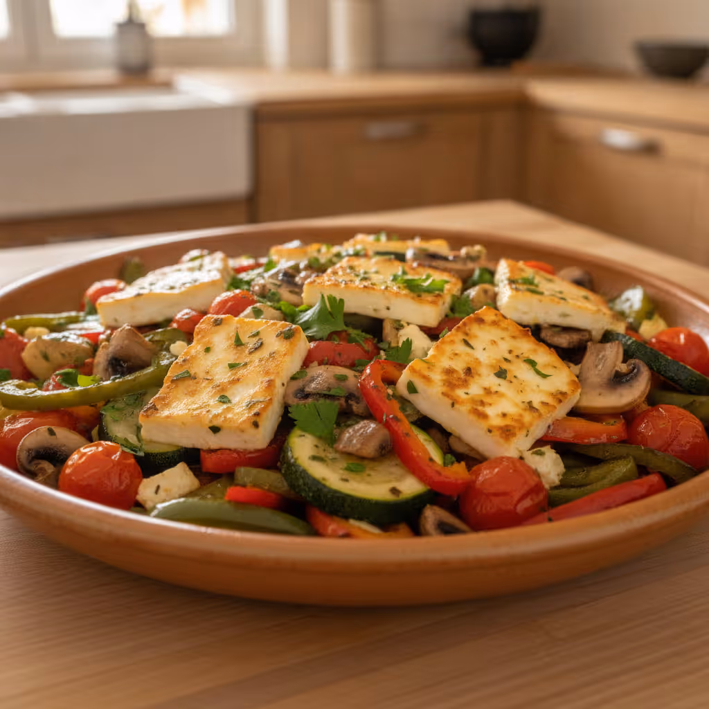 Ofengemüse mit Feta, fertig angerichtet