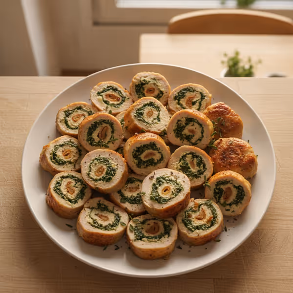 Putenbrust-Spinat-Röllchen