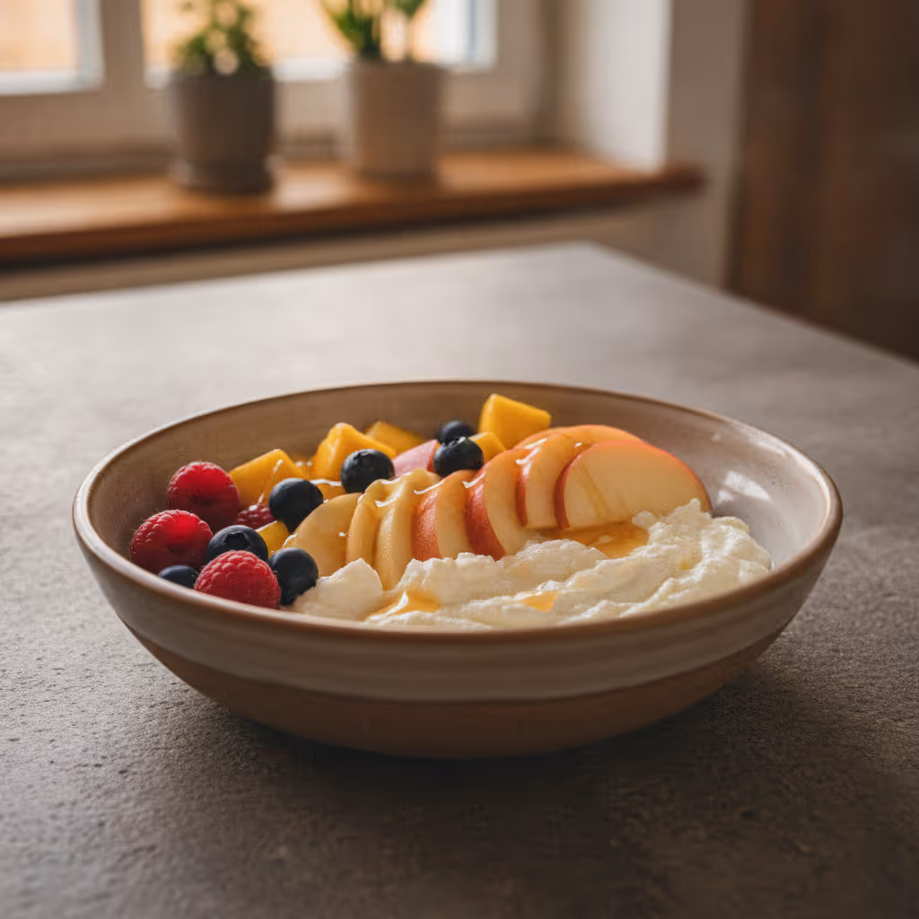 Quark mit Früchten, fertig angerichtet