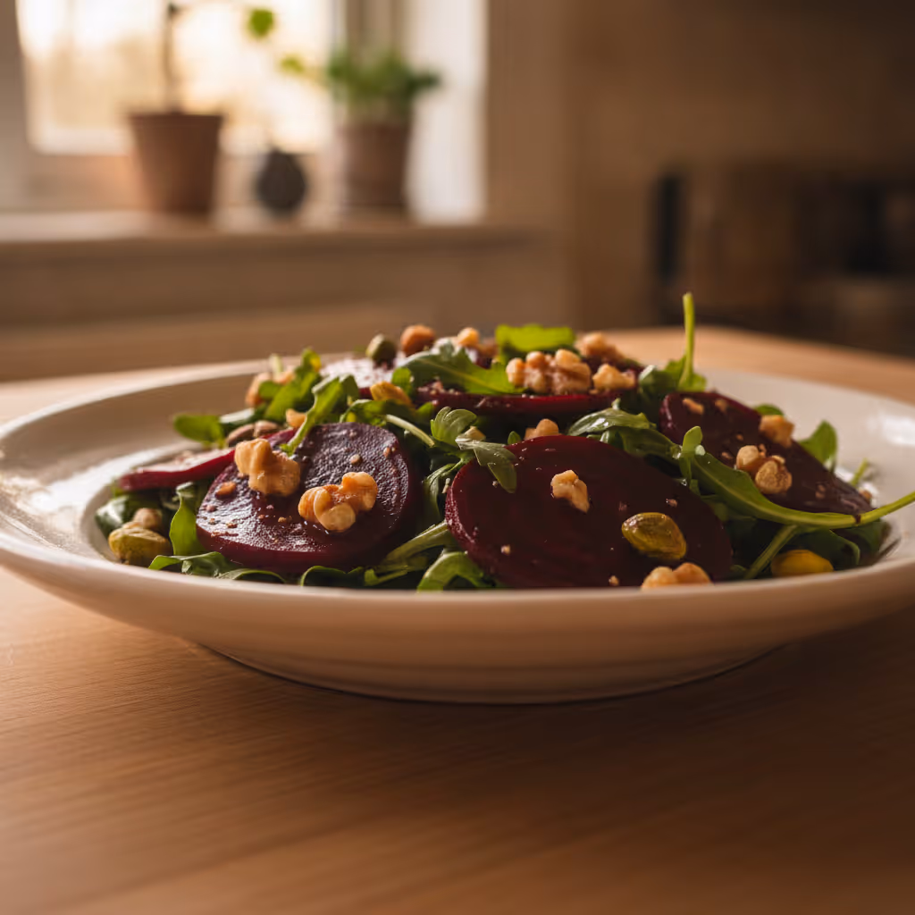 Rote-Bete-Salat mit Rucola, fertig angerichtet