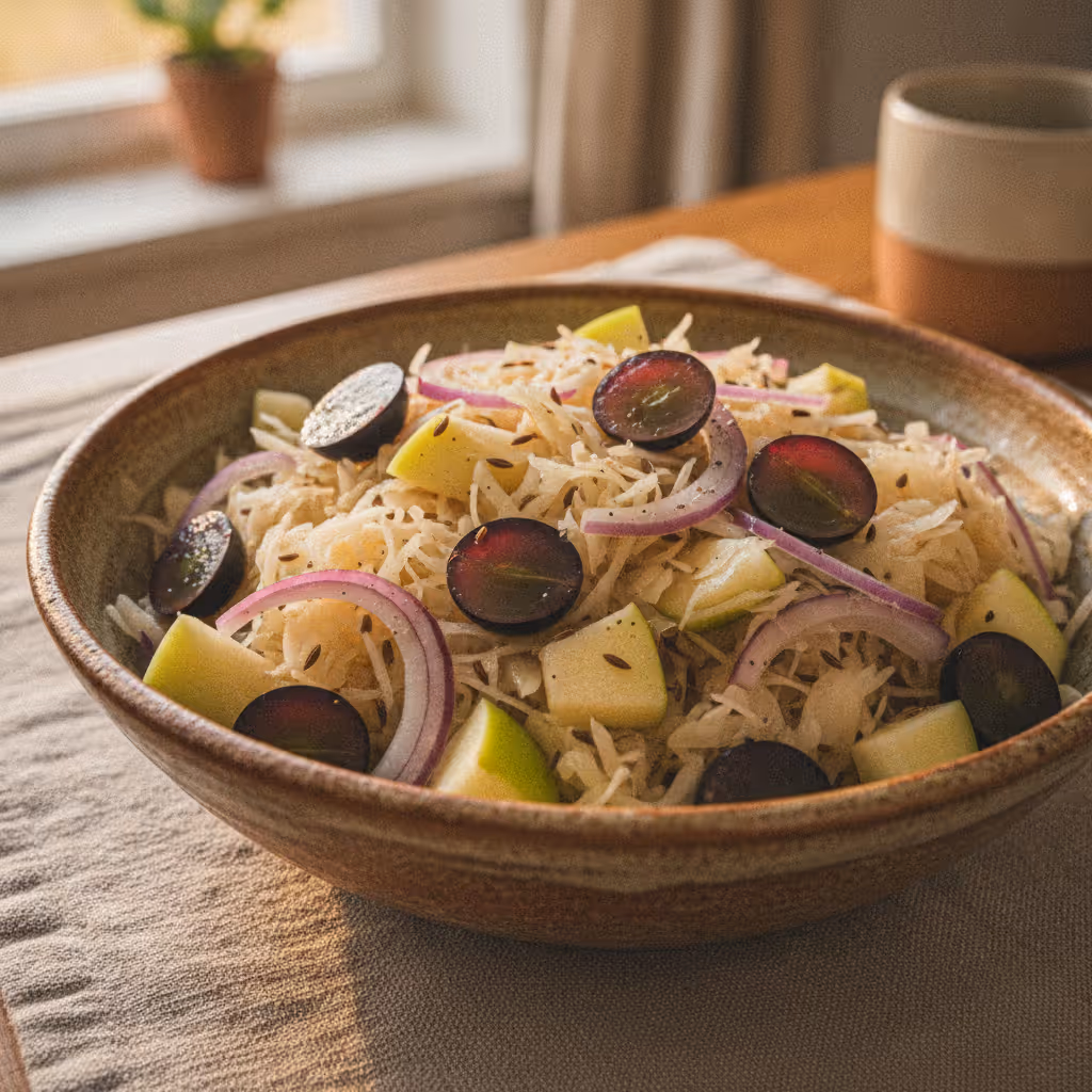 Sauerkrautsalat, fertig angerichtet