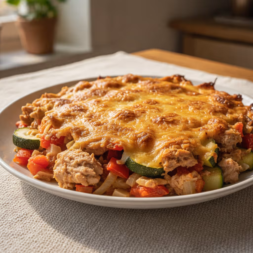 Thunfisch Auflauf mit Käsekruste, fertig angerichtet