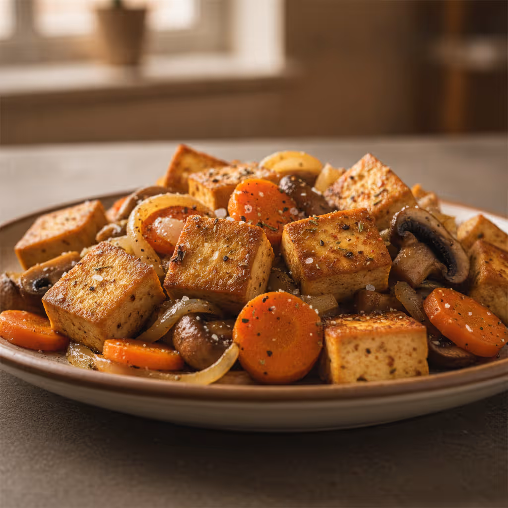 Tofu Pfanne, fertig angerichtet