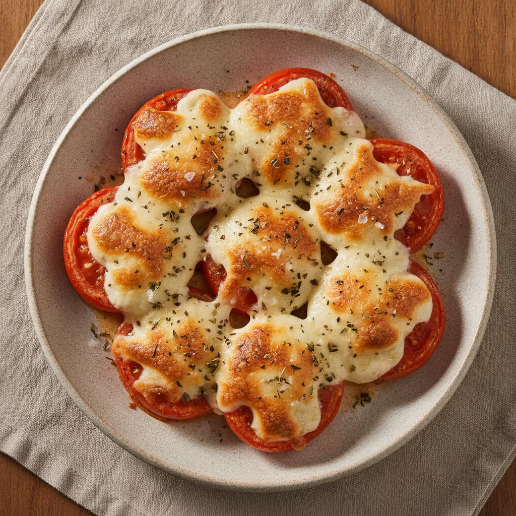 Überbackene Tomaten, fertig angerichtet