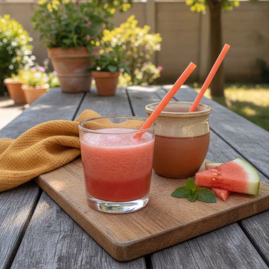 Wassermelonen-Smoothie, fertig angerichtet