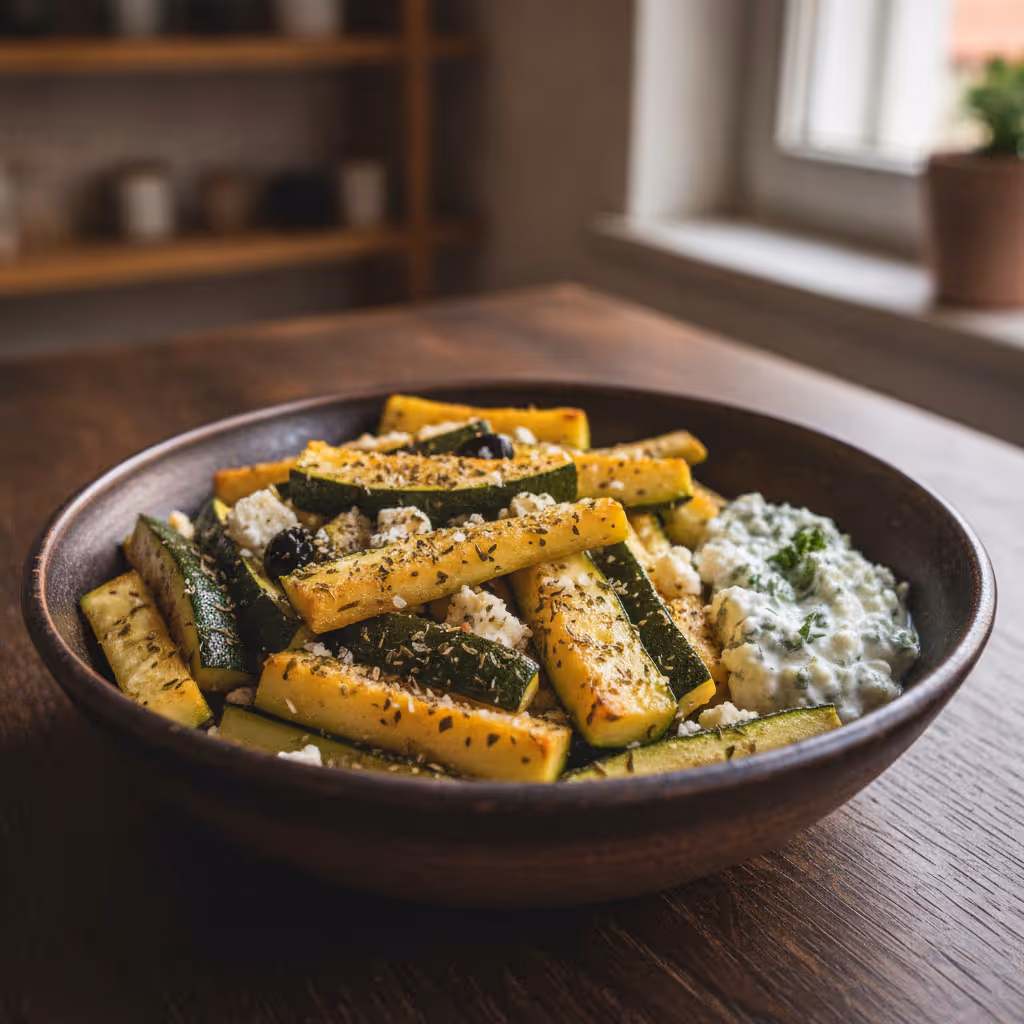 Zucchini-Feta-Fingerfood, fertig angerichtet