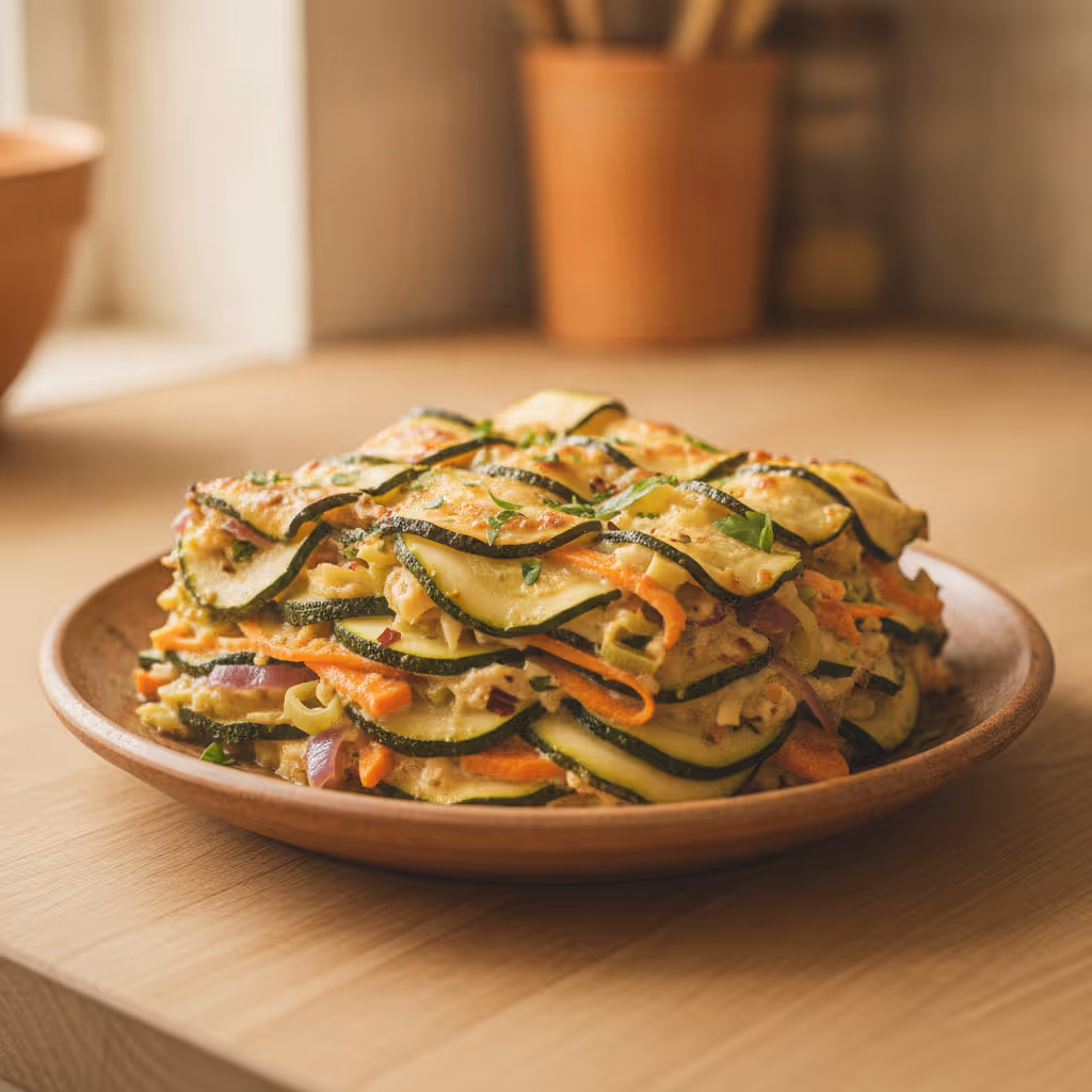 Zucchini-Lasagne, fertig angerichtet