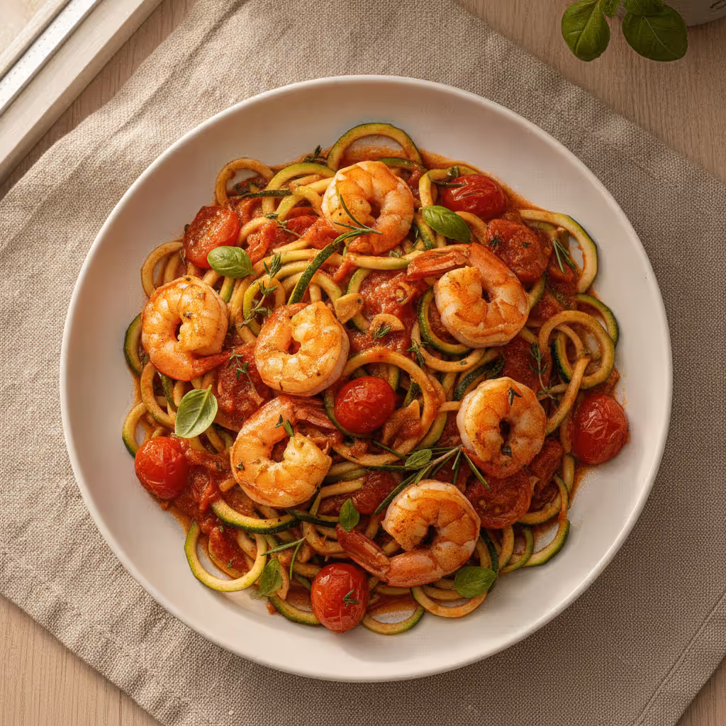 Zudeln mit Scampi und Tomatensoße